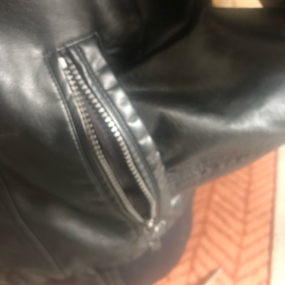 Moto biker jacket vegan black leather lady large men’s med vintage Calvin Klein - Picture 6 of 11